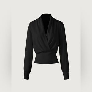 NWT OGL Black Eco-Mousse Surplice Tuckable Top